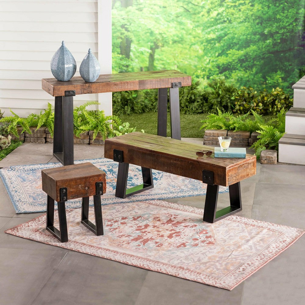 Plow & Hearth Richland Indoor/Outdoor Reclaimed Wood Stool/Side Table