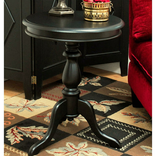 Plow & Hearth Pedestal-Based Wooden Accent Table
