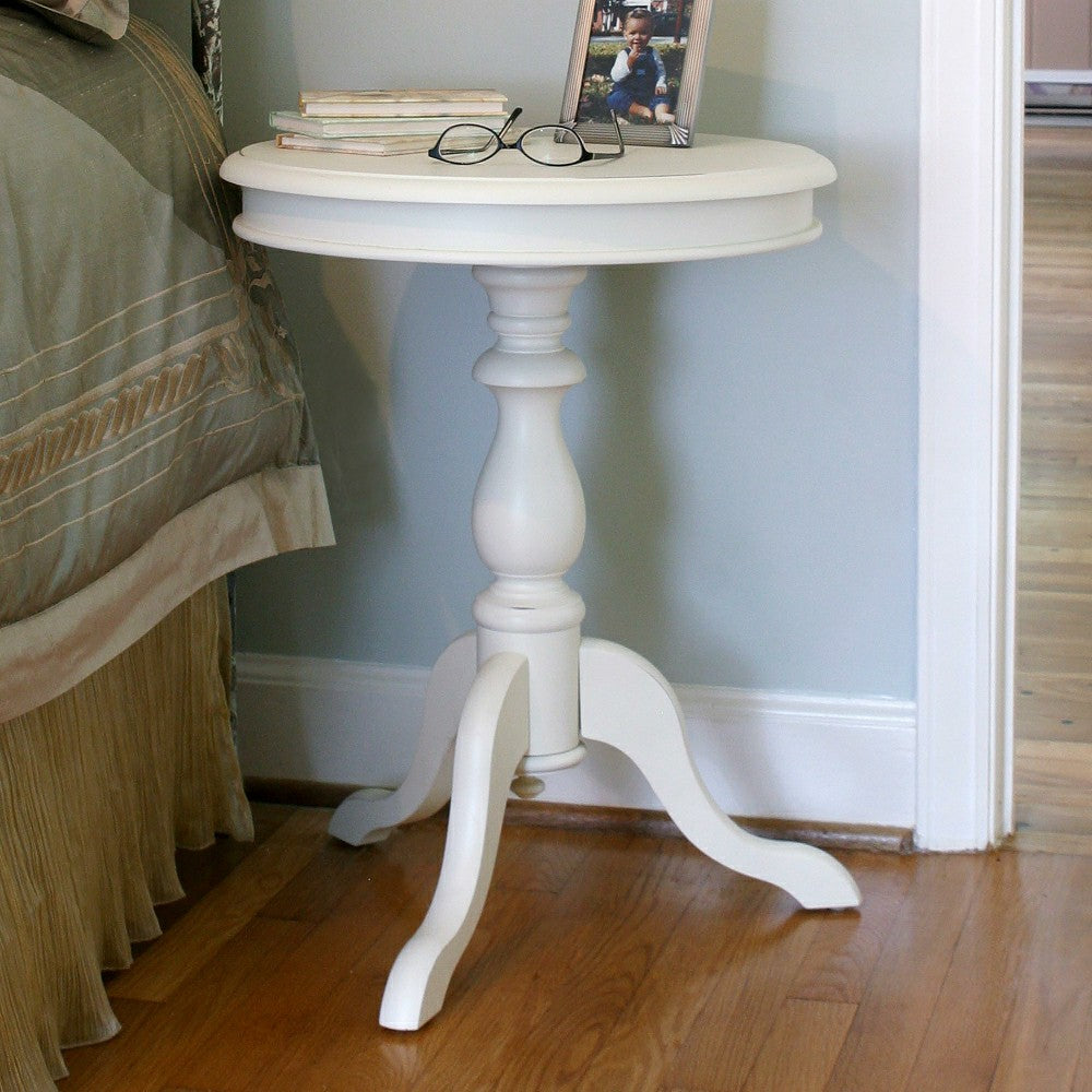 Plow & Hearth Pedestal-Based Wooden Accent Table