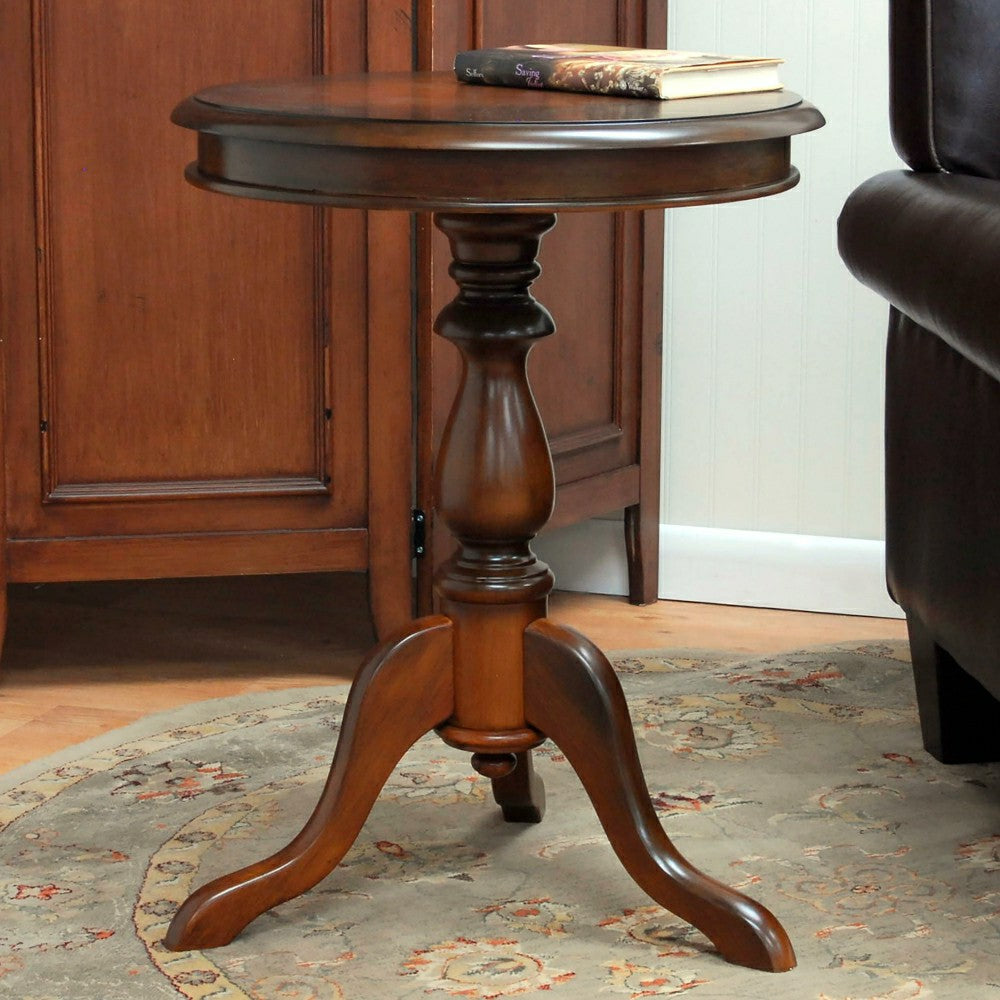 Plow & Hearth Pedestal-Based Wooden Accent Table