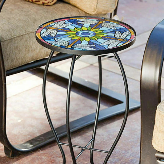 Plow & Hearth Glass Table, Tiffany Inspired Dragonfly