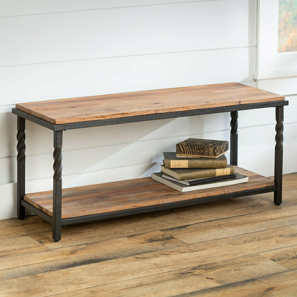 Plow & Hearth Deep Creek Bench/Table w/Metal Frame & Rustic Wood