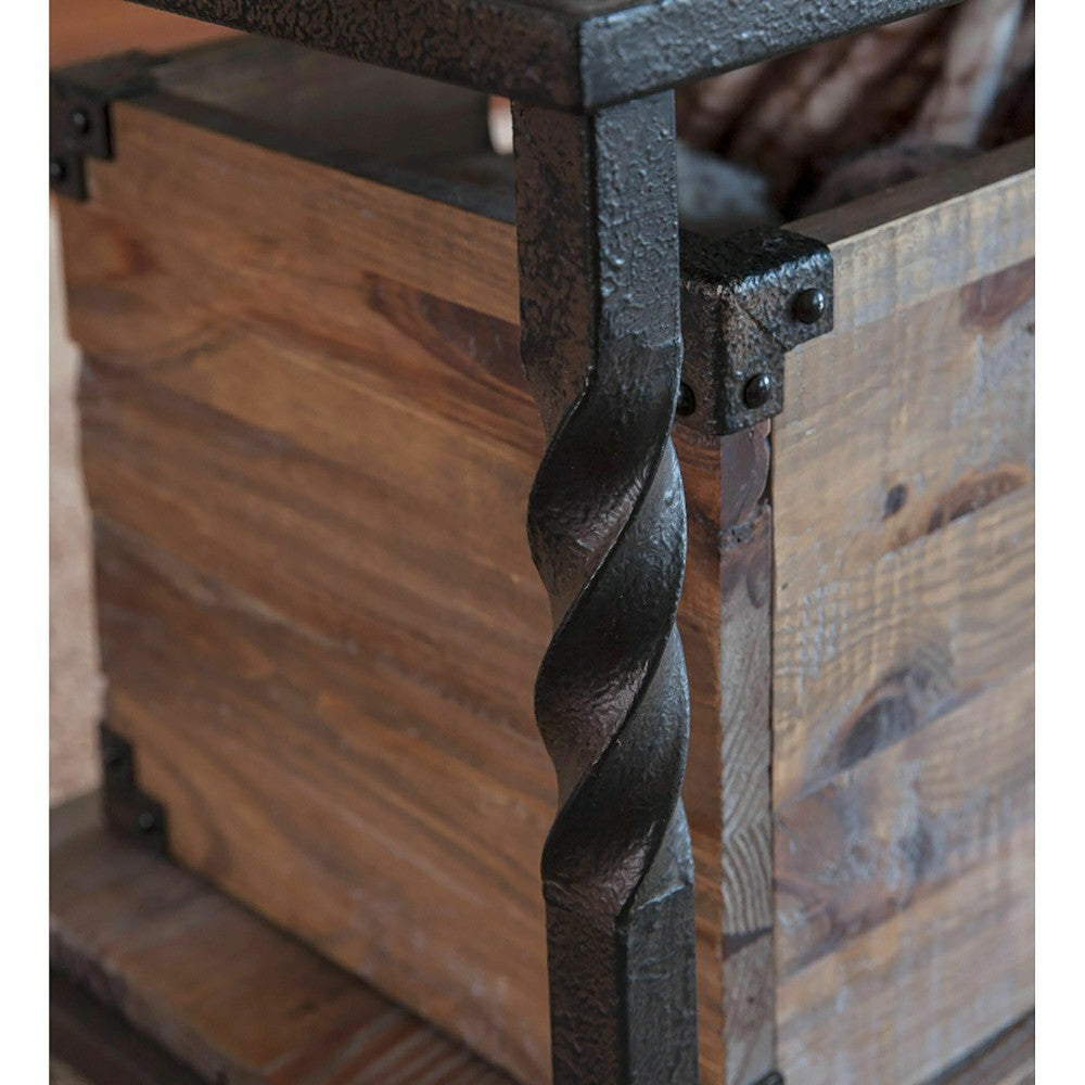 Plow & Hearth Deep Creek Bench/Table w/Metal Frame & Rustic Wood