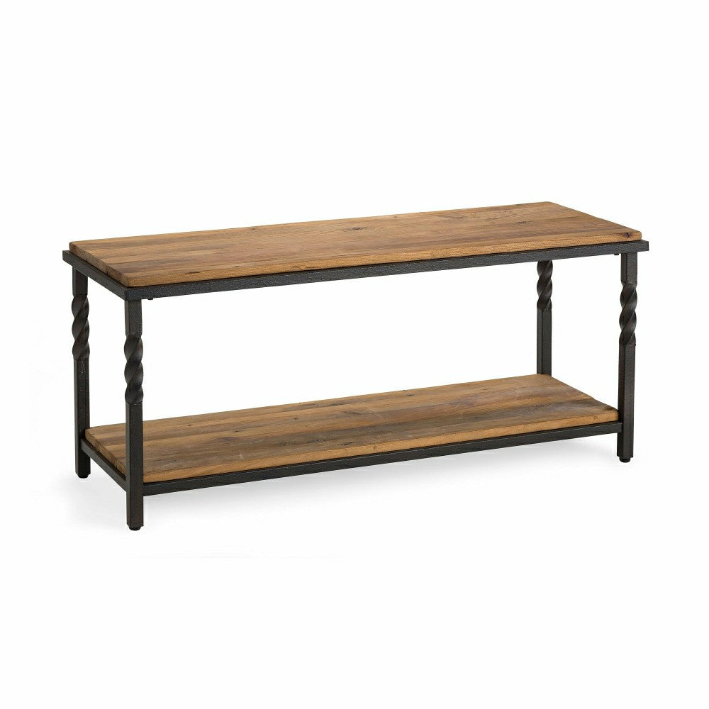 Plow & Hearth Deep Creek Bench/Table w/Metal Frame & Rustic Wood