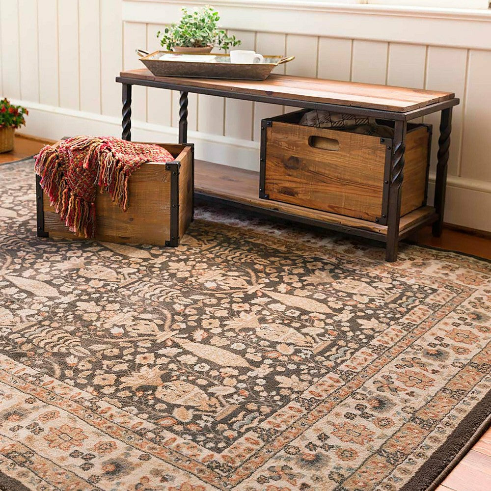 Plow & Hearth Deep Creek Bench/Table w/Metal Frame & Rustic Wood