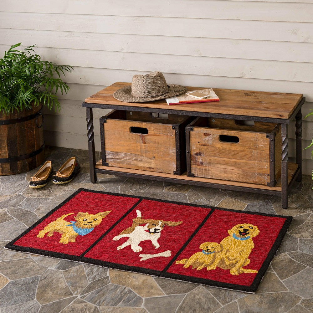 Plow & Hearth Deep Creek Bench/Table w/Metal Frame & Rustic Wood