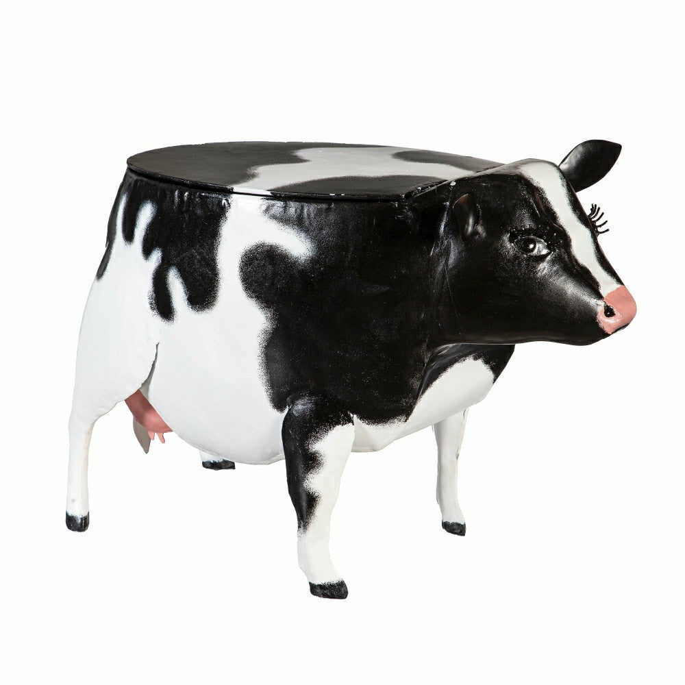 Plow & Hearth Recycled Metal Cow Table With Storage
