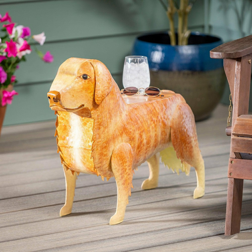 Plow & Hearth Handmade Metal Golden Retriever Table