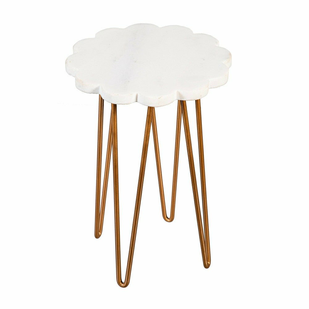 Plow & Hearth White Granite Plant Stand with Metal Legs