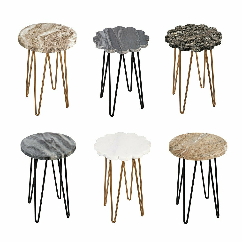 Plow & Hearth White Granite Plant Stand with Metal Legs