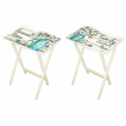 Plow & Hearth Set of 2, Forever Home Foldable Side Table/ TV Tray