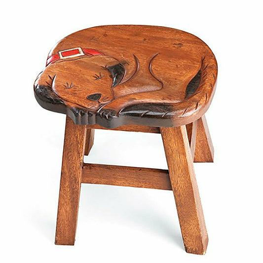 Plow & Hearth Dog or Cat Hand-carved Footstool