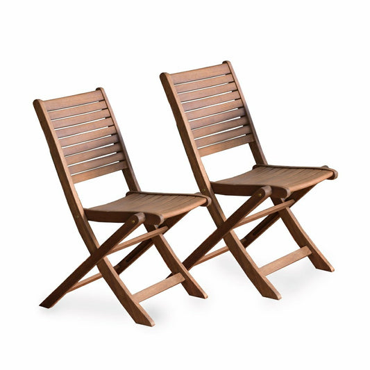 Plow & Hearth Eucalyptus Folding Bistro Chairs, Set of 2