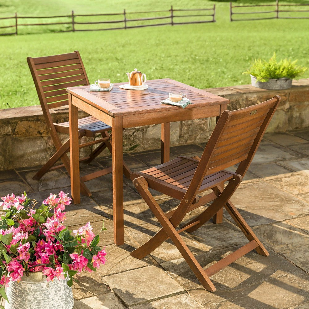 Plow & Hearth Eucalyptus Folding Bistro Chairs, Set of 2