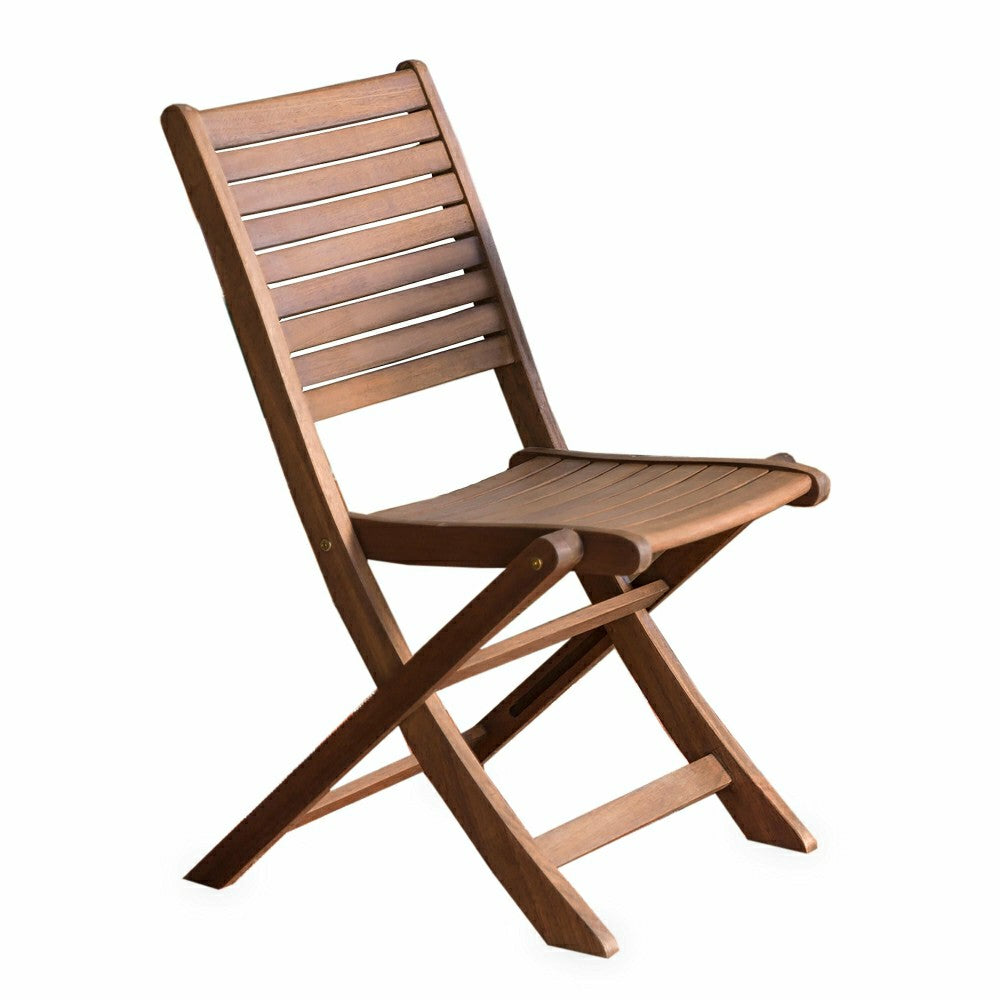 Plow & Hearth Eucalyptus Folding Bistro Chairs, Set of 2