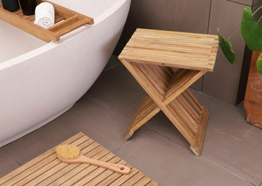 Plow & Hearth Winchester Teak Folding Stool