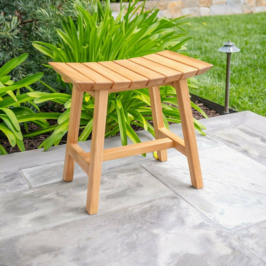 Plow & Hearth Phoenix Natural Teak Shower and Bath Slatted Stool