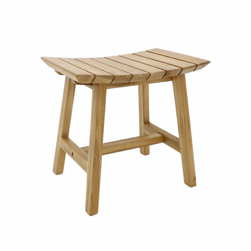 Plow & Hearth Phoenix Natural Teak Shower and Bath Slatted Stool