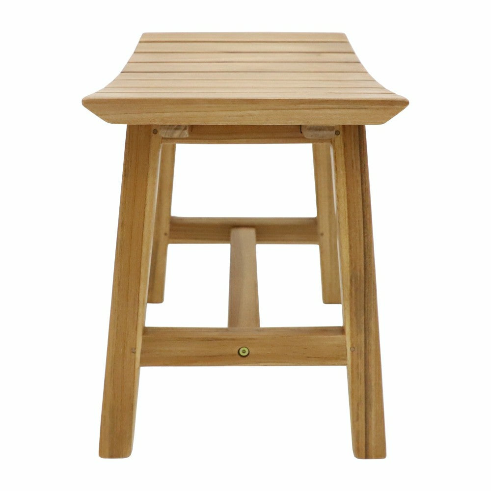 Plow & Hearth Phoenix Natural Teak Shower and Bath Slatted Stool