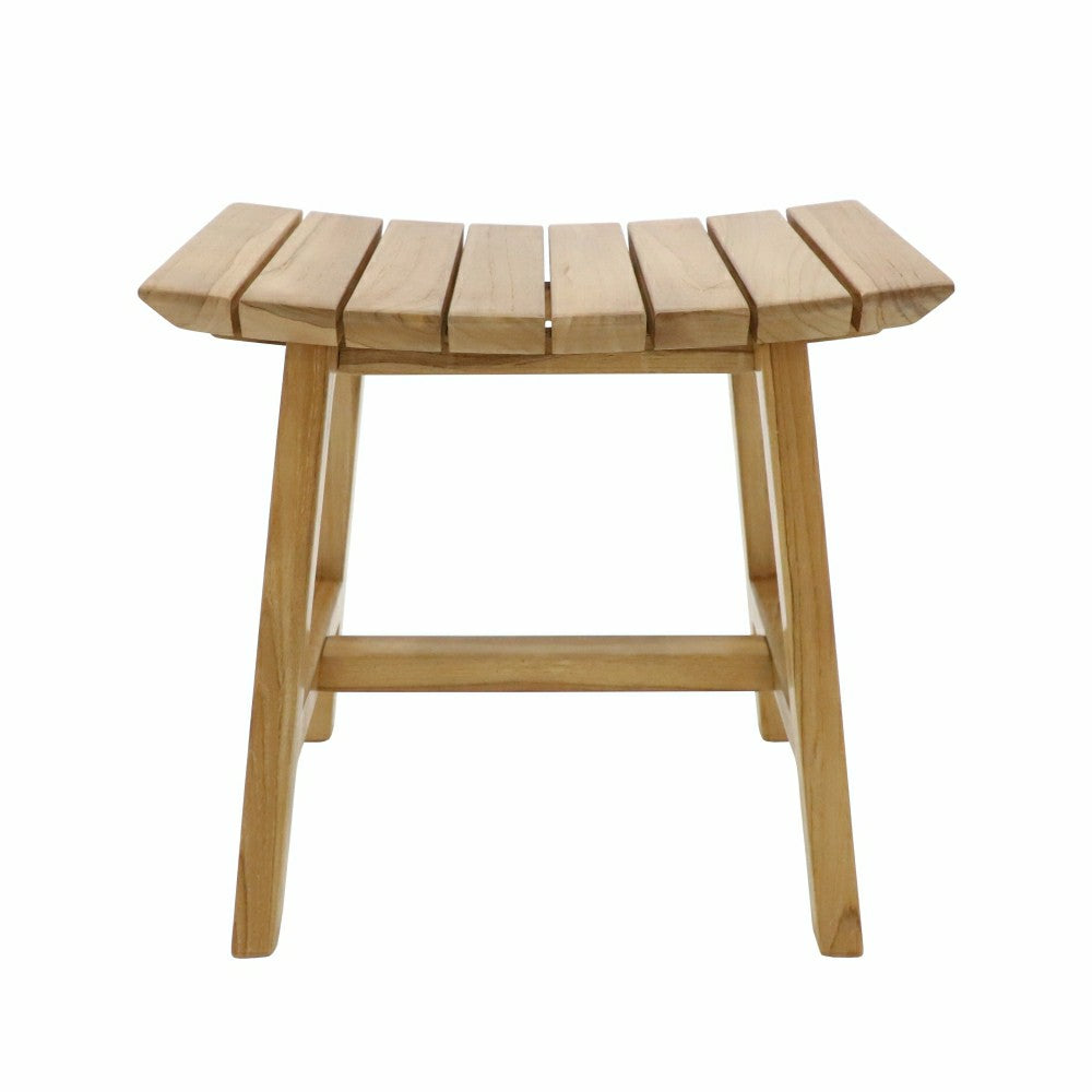 Plow & Hearth Phoenix Natural Teak Shower and Bath Slatted Stool