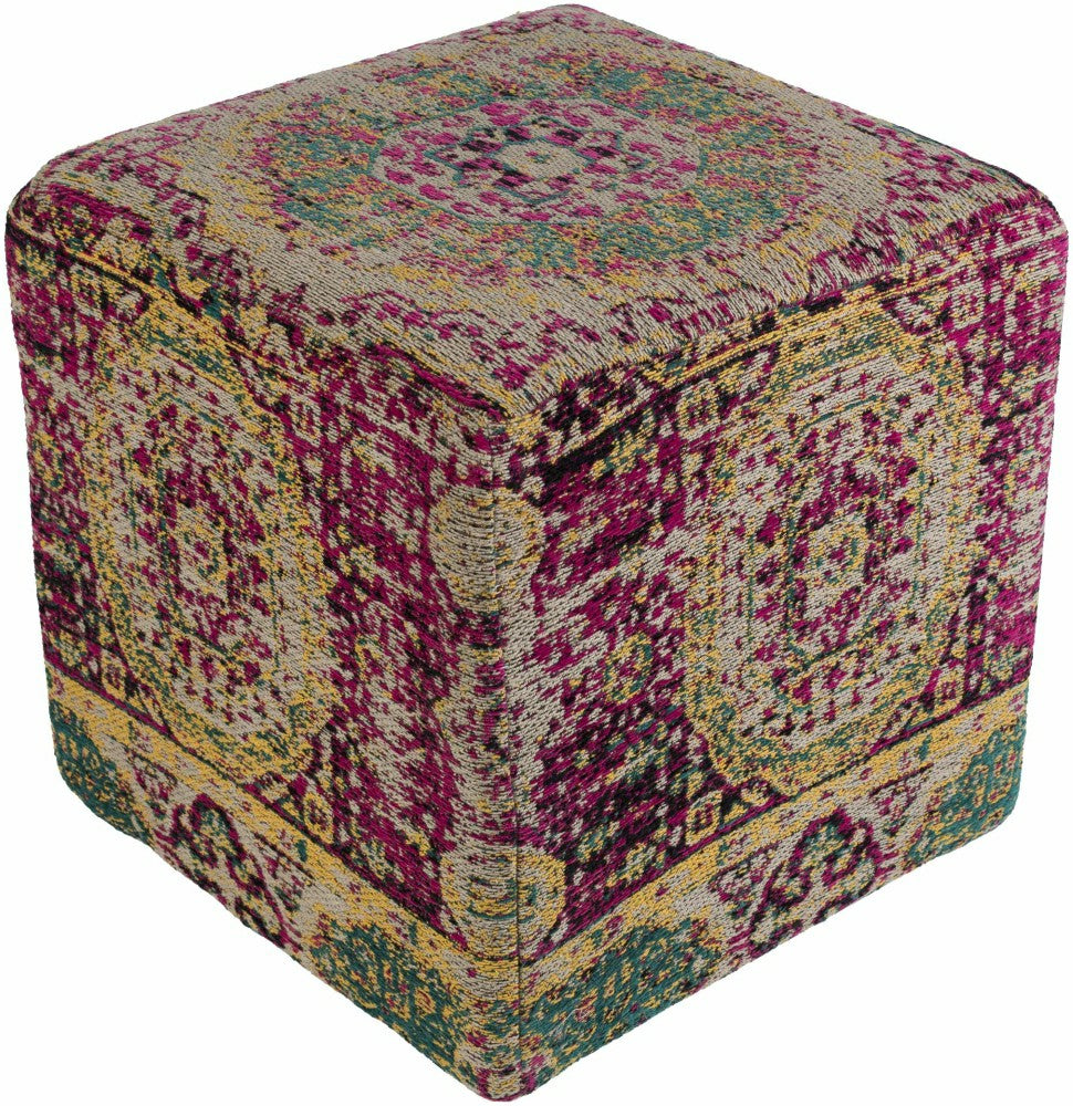 Plow & Hearth Gretna Magenta Ottoman Pouf