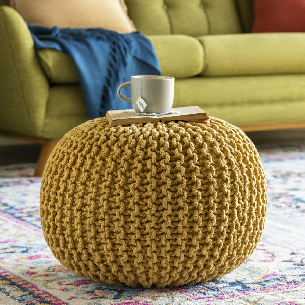 Plow & Hearth Yablanitsa Orange Knitted Pouf