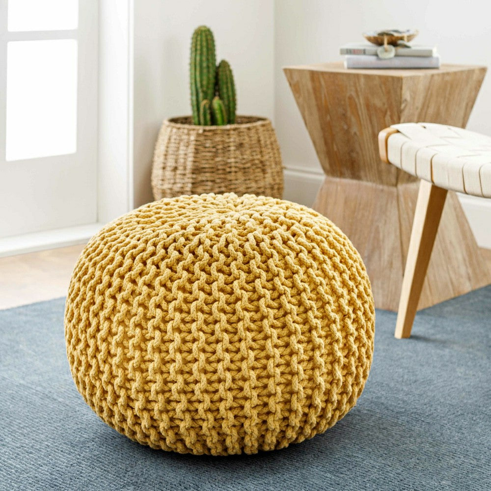Plow & Hearth Yablanitsa Orange Knitted Pouf