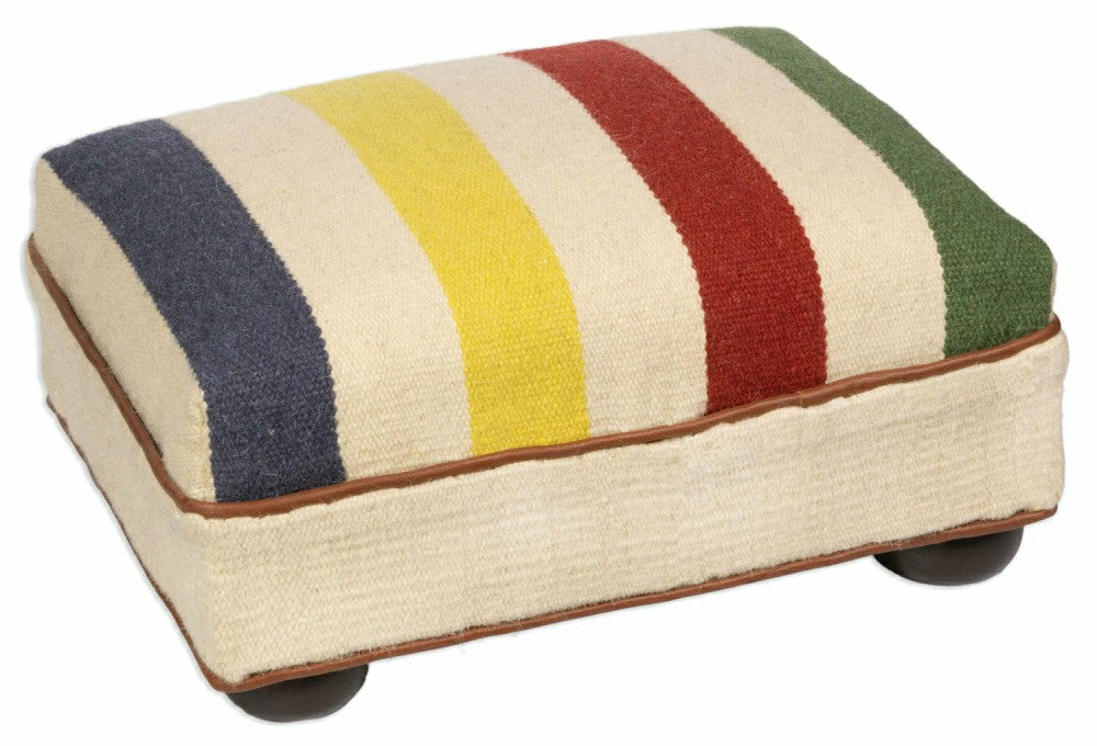 Plow & Hearth Hudson Bay Hand-Hooked Footstool