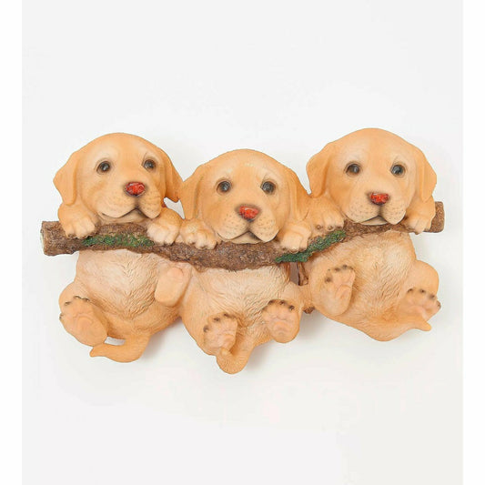 Plow & Hearth 3 Puppies Hanging from a Branch Wall Décor