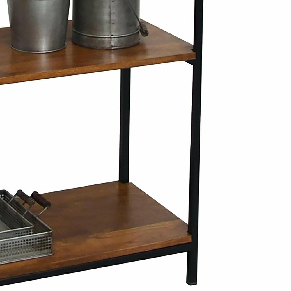 Plow & Hearth 72"-High Five-Shelf Wood and Metal Bookcase