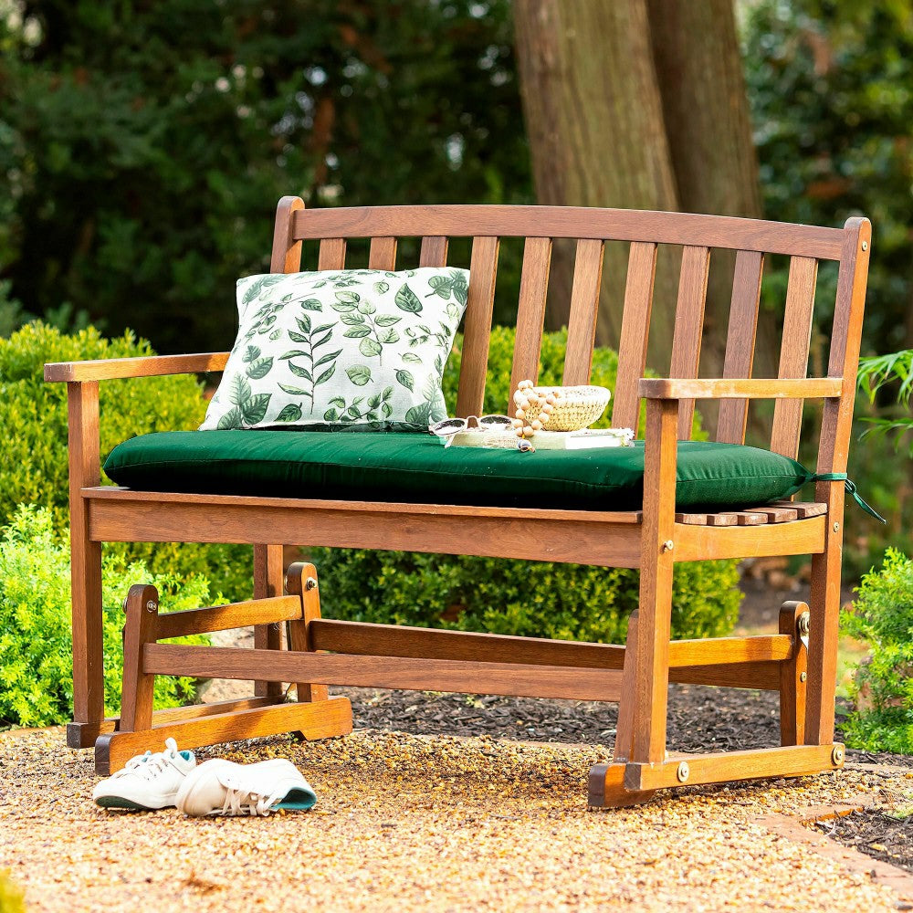 Plow & Hearth Eucalyptus Wood Love Seat Glider