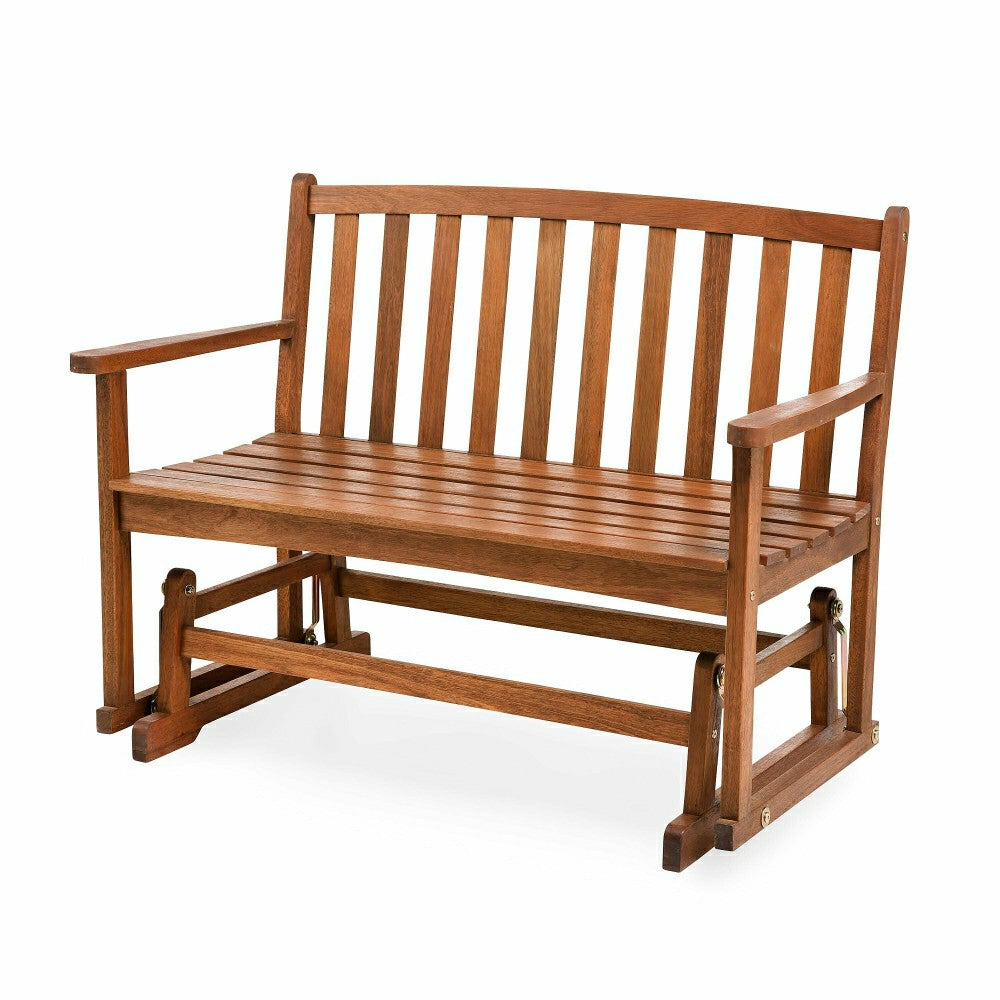 Plow & Hearth Eucalyptus Wood Love Seat Glider