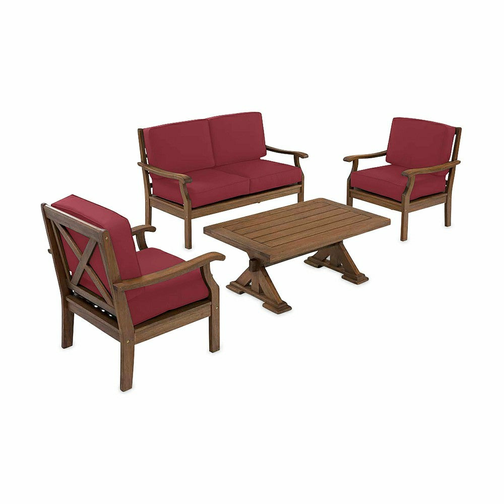 Plow & Hearth Claremont Deep Seating Love Seat Set w/Cushions