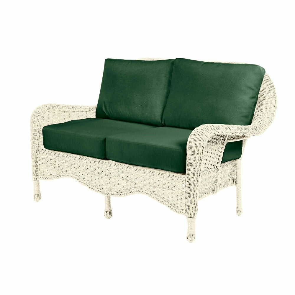 Plow & Hearth Prospect Hill Outdoor Wicker Deep Seating Love Seat w/Cushions