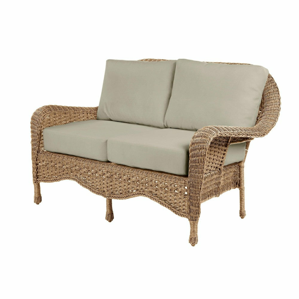 Plow & Hearth Prospect Hill Outdoor Wicker Deep Seating Love Seat w/Cushions