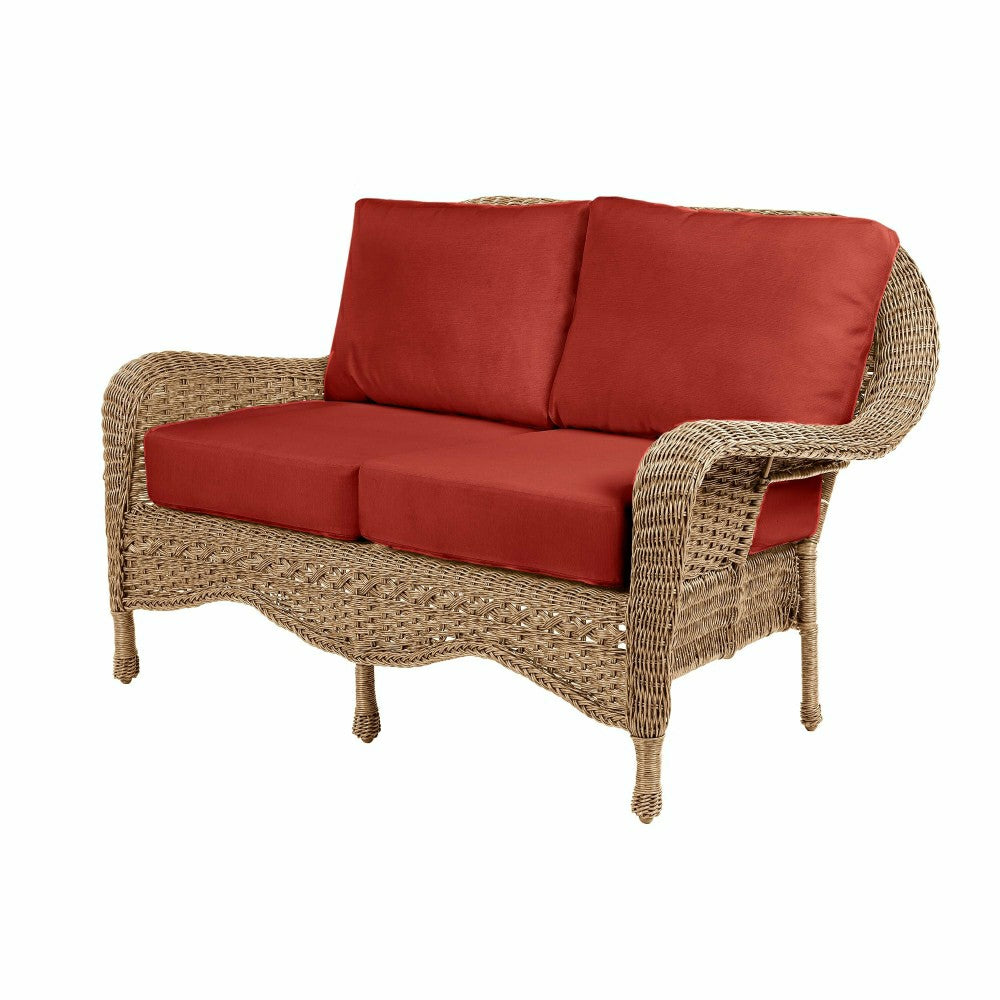 Plow & Hearth Prospect Hill Outdoor Wicker Deep Seating Love Seat w/Cushions