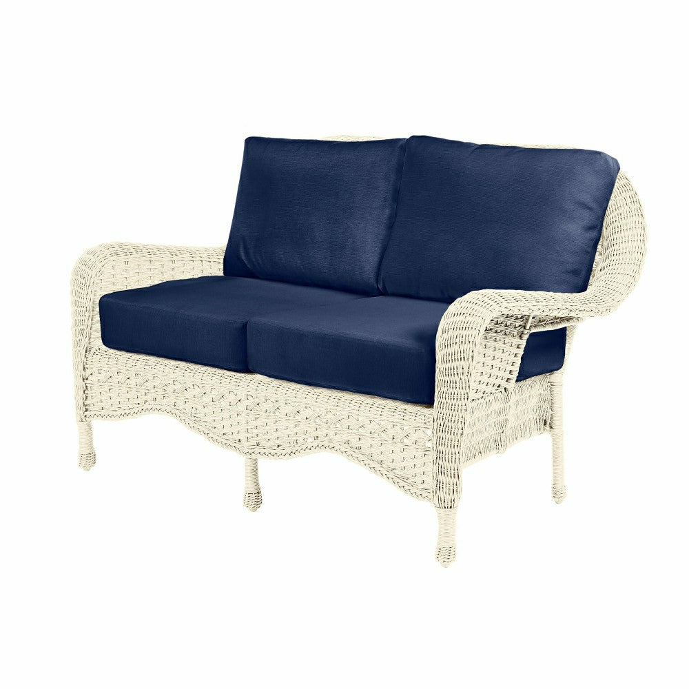 Plow & Hearth Prospect Hill Outdoor Wicker Deep Seating Love Seat w/Cushions