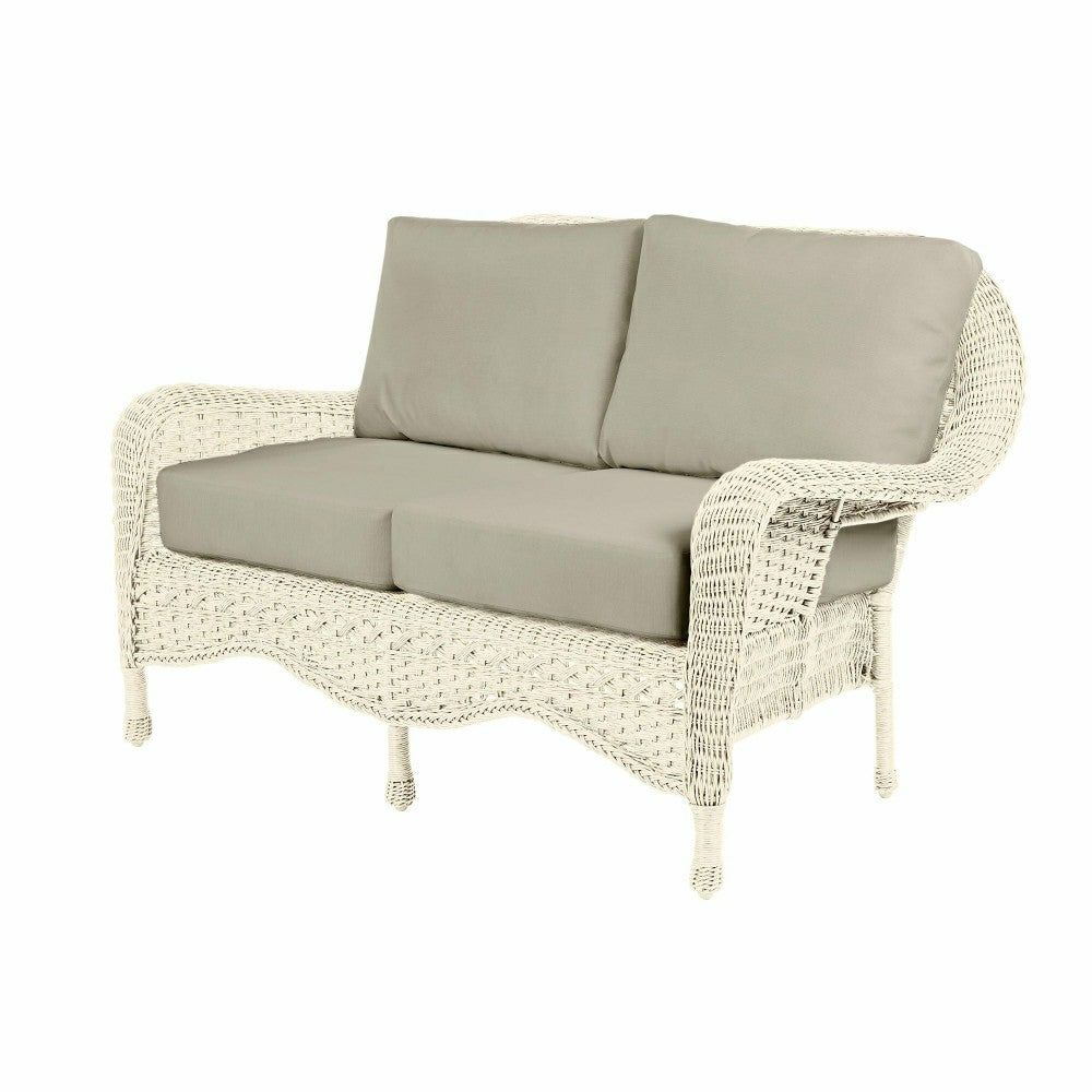 Plow & Hearth Prospect Hill Outdoor Wicker Deep Seating Love Seat w/Cushions