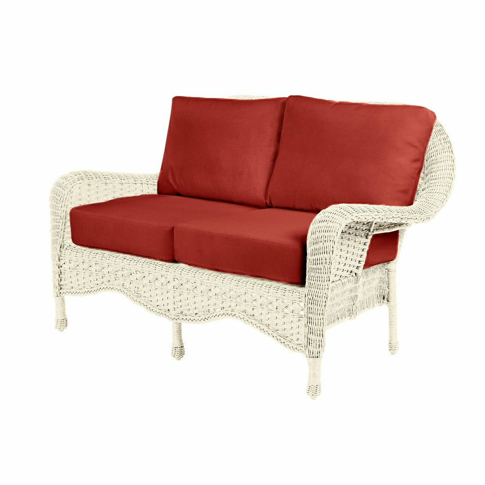 Plow & Hearth Prospect Hill Outdoor Wicker Deep Seating Love Seat w/Cushions