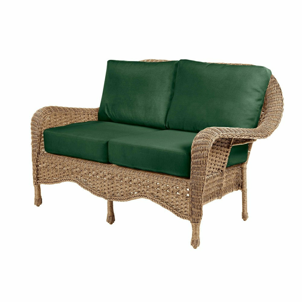 Plow & Hearth Prospect Hill Outdoor Wicker Deep Seating Love Seat w/Cushions