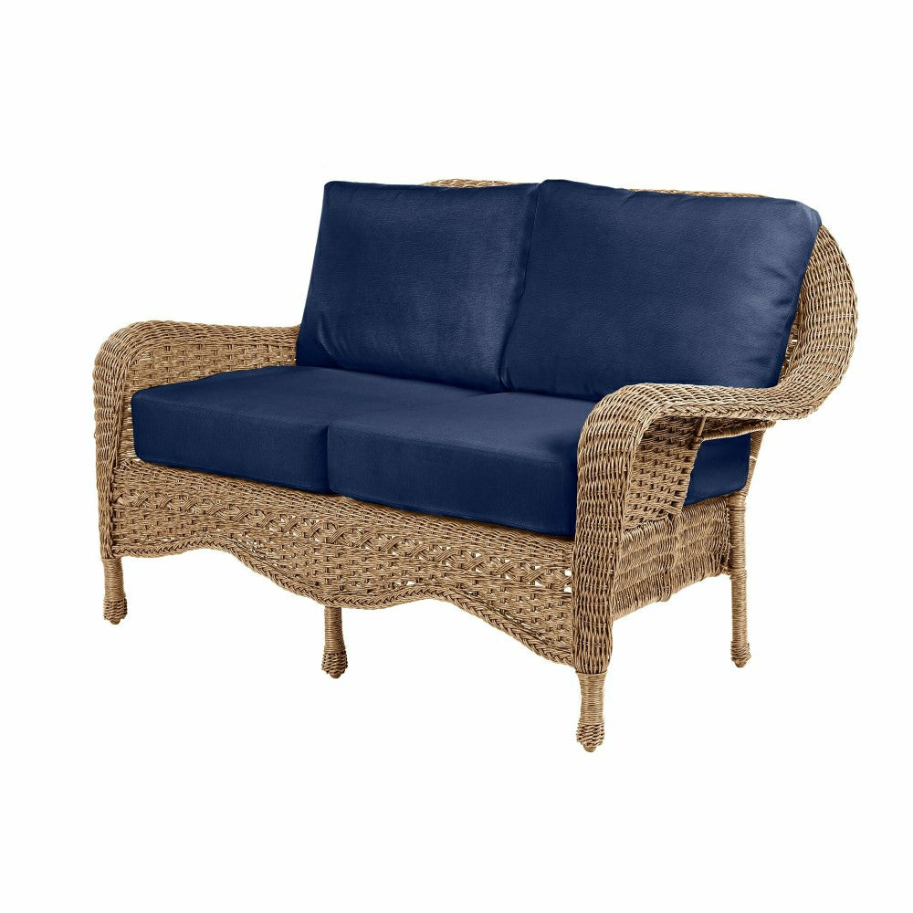Plow & Hearth Prospect Hill Outdoor Wicker Deep Seating Love Seat w/Cushions