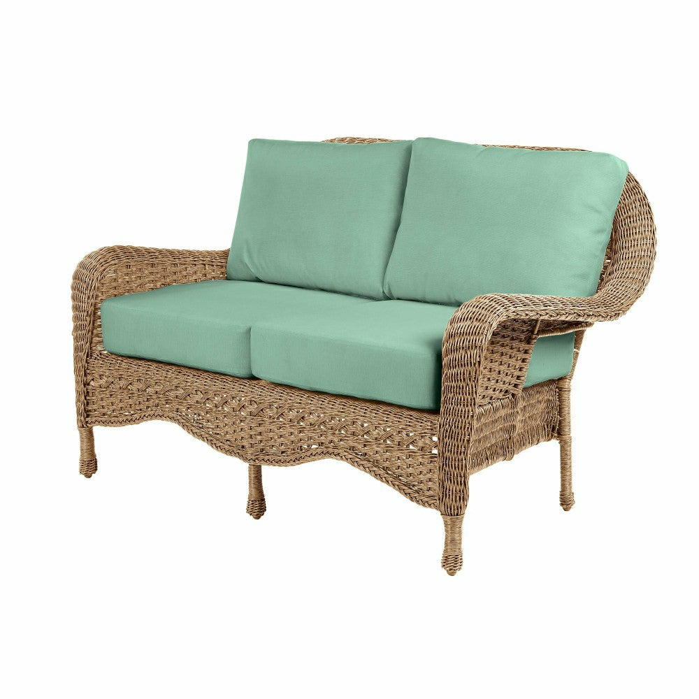 Plow & Hearth Prospect Hill Outdoor Wicker Deep Seating Love Seat w/Cushions