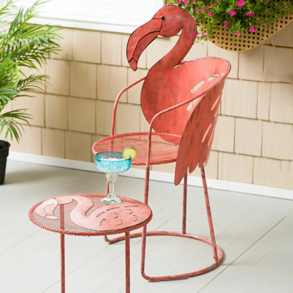Plow & Hearth Flamingo Chair and Side Table, Set of 2