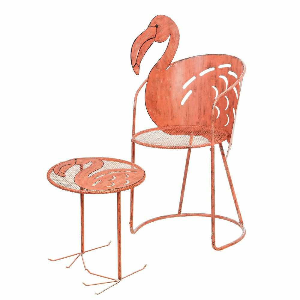 Plow & Hearth Flamingo Chair and Side Table, Set of 2
