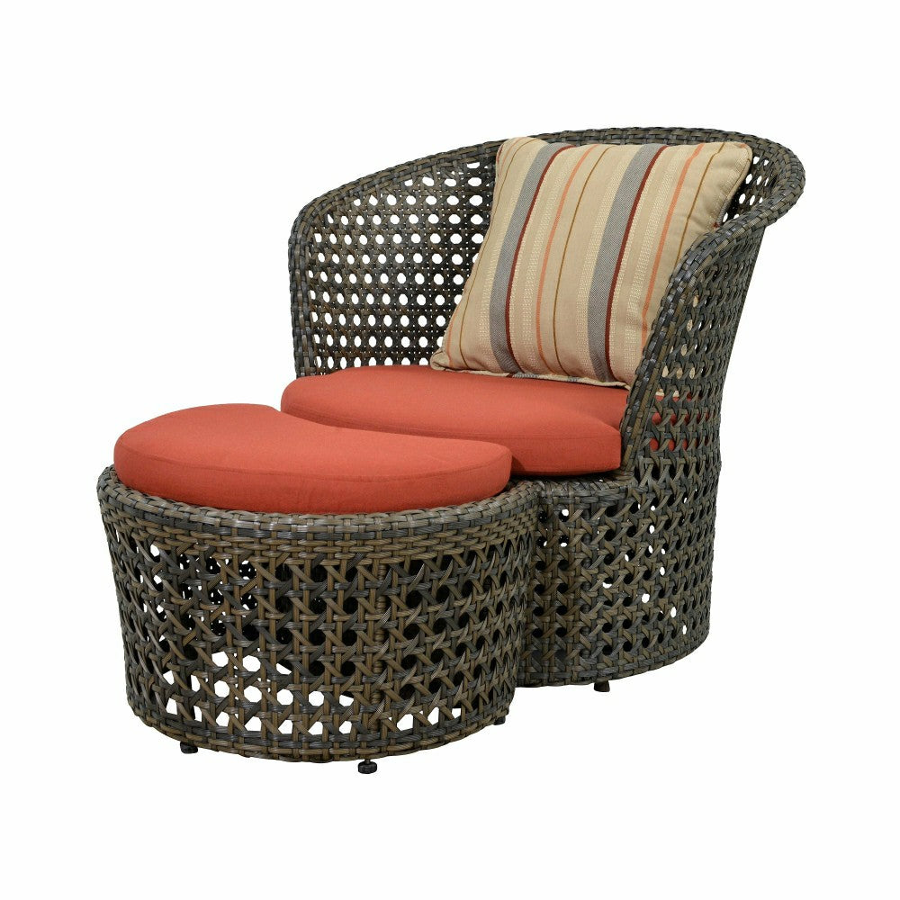 Plow & Hearth Wicker Conversation Set with Ottomans and Sunbrella Cushions, 5-Piece