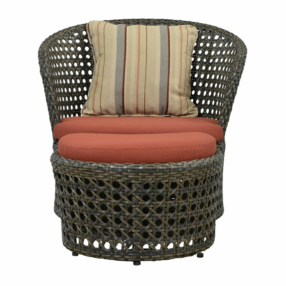 Plow & Hearth Wicker Conversation Set with Ottomans and Sunbrella Cushions, 5-Piece