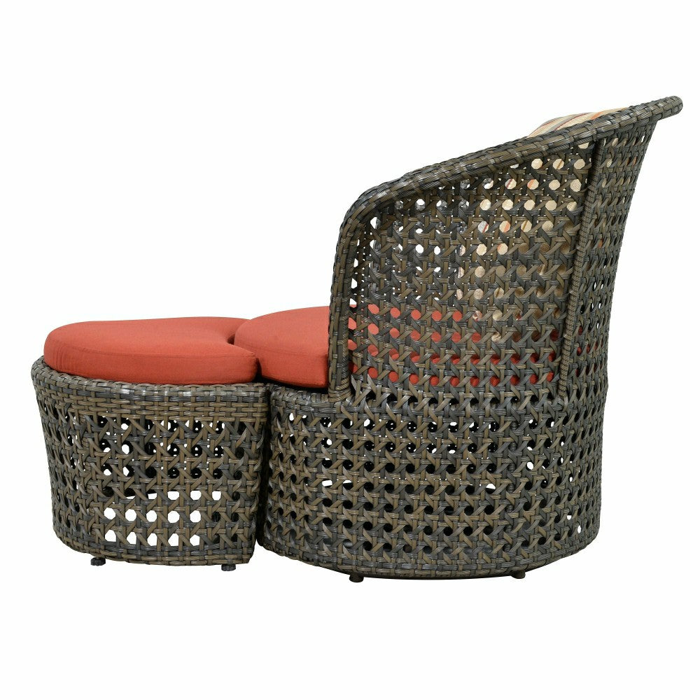 Plow & Hearth Wicker Conversation Set with Ottomans and Sunbrella Cushions, 5-Piece