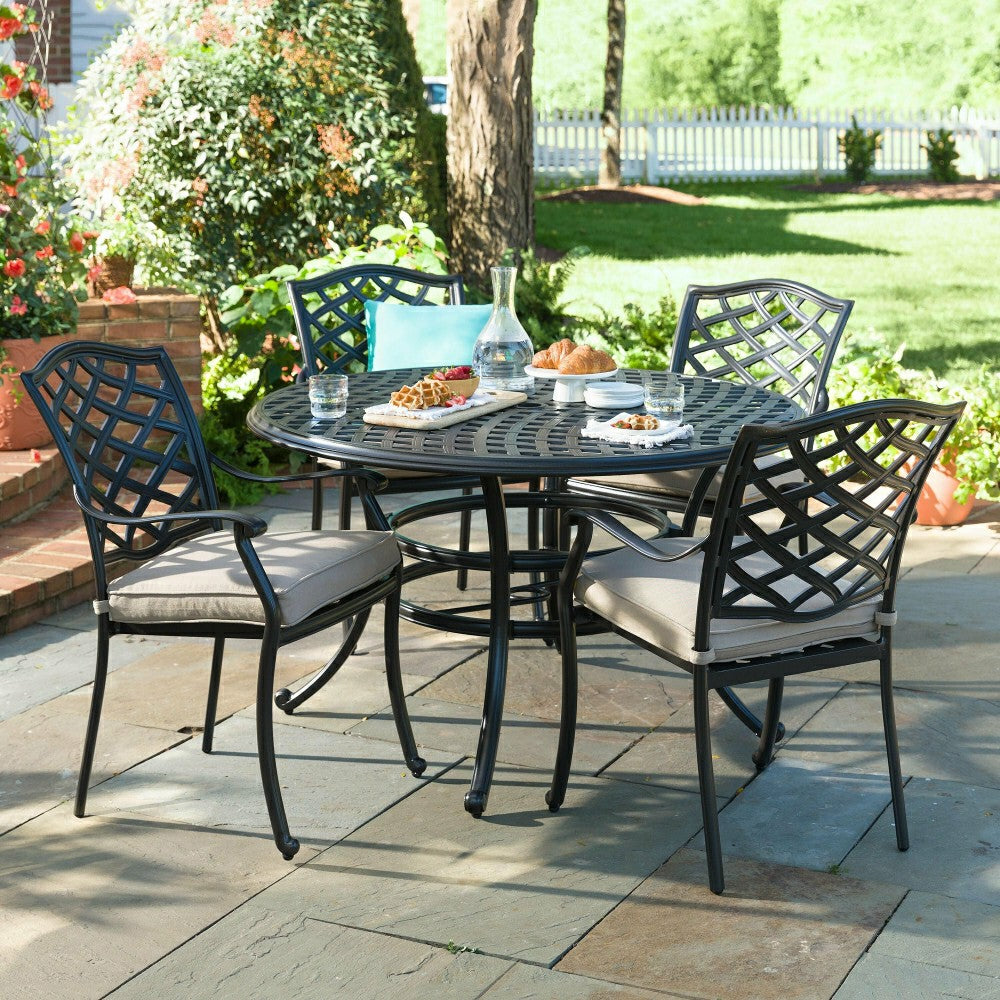 Plow & Hearth Park Grove Cast Aluminum Outdoor 5-Piece Dining Set with Cushions