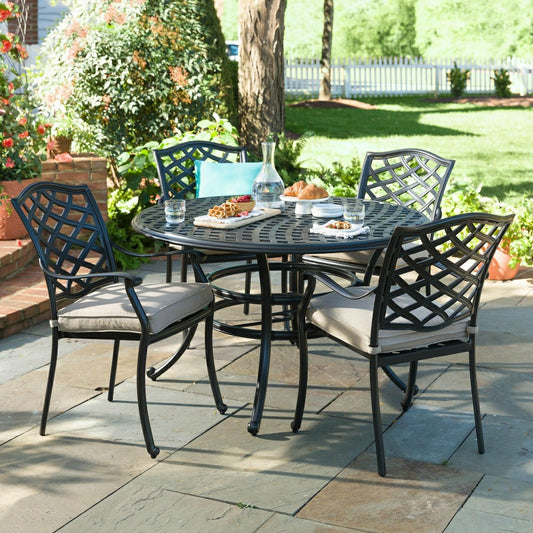 Plow & Hearth Park Grove Cast Aluminum Outdoor 5-Piece Dining Set with Cushions