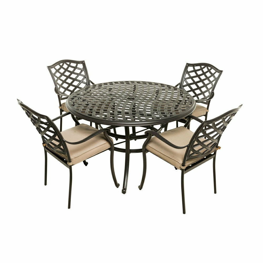 Plow & Hearth Park Grove Cast Aluminum Outdoor 5-Piece Dining Set with Cushions